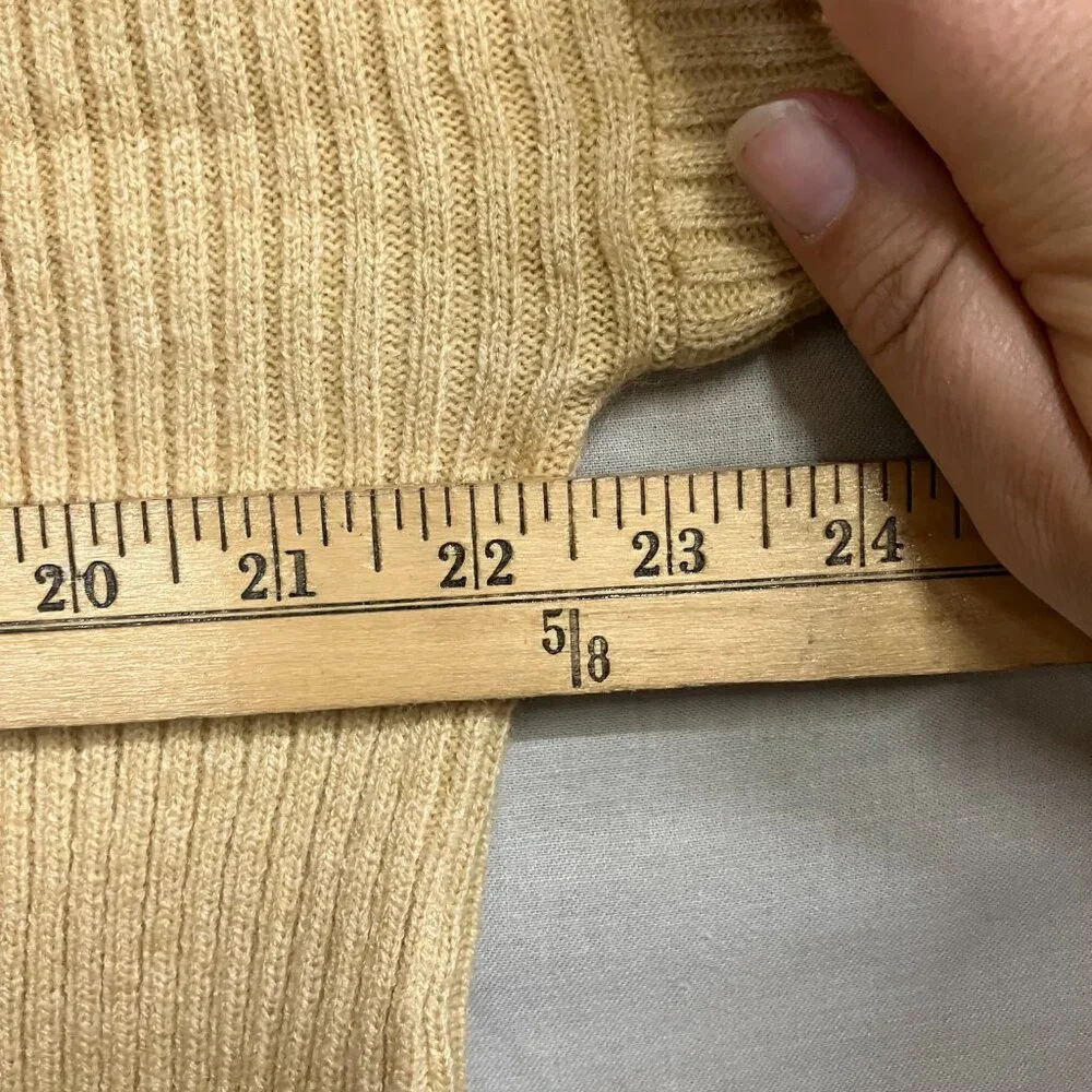 Unbranded Women's Large Mustard 1/4 Zip Pullover Ribbed Sweater Dress Acrylic